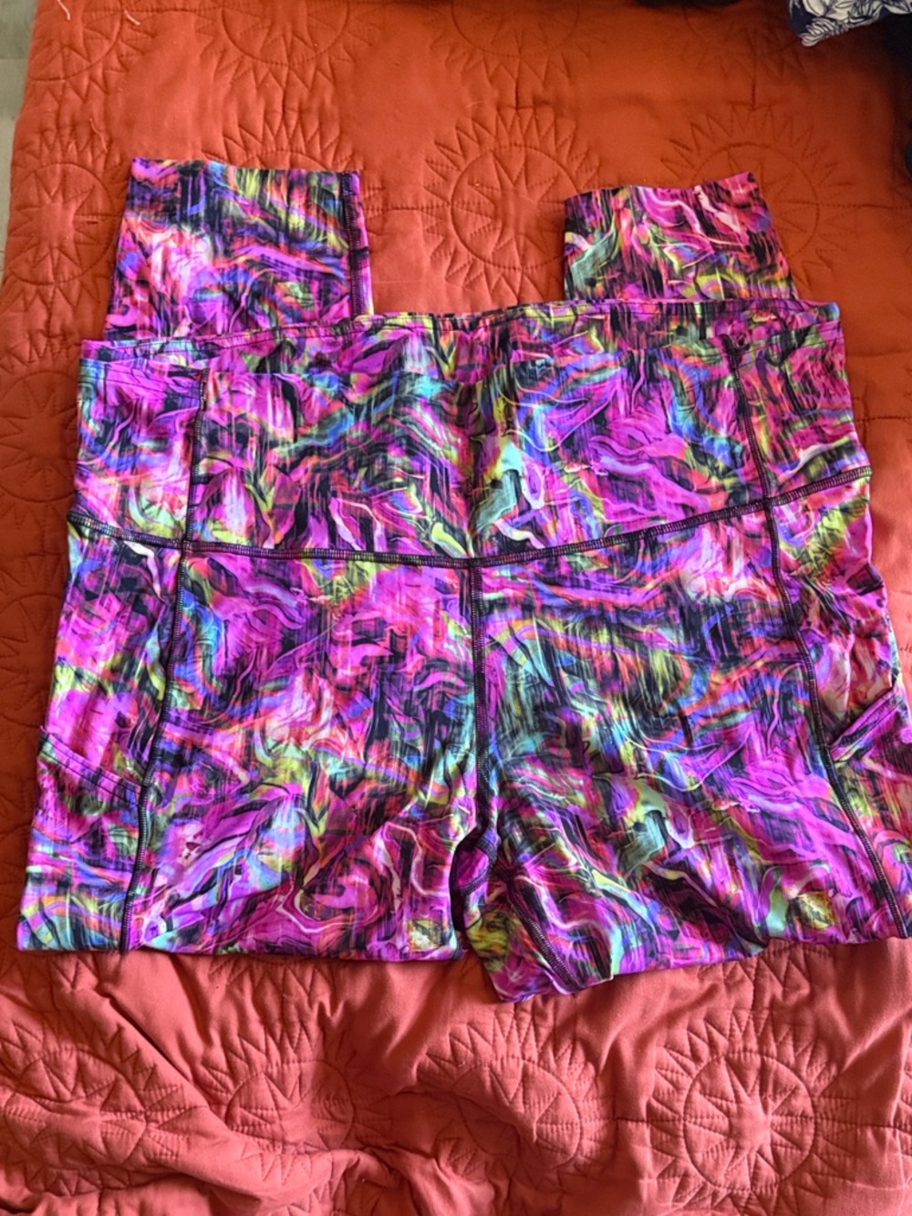 Lululemon Athletica SIZE 14 Fast and Free HR Crop 23" Hyper Flow Pink Multi